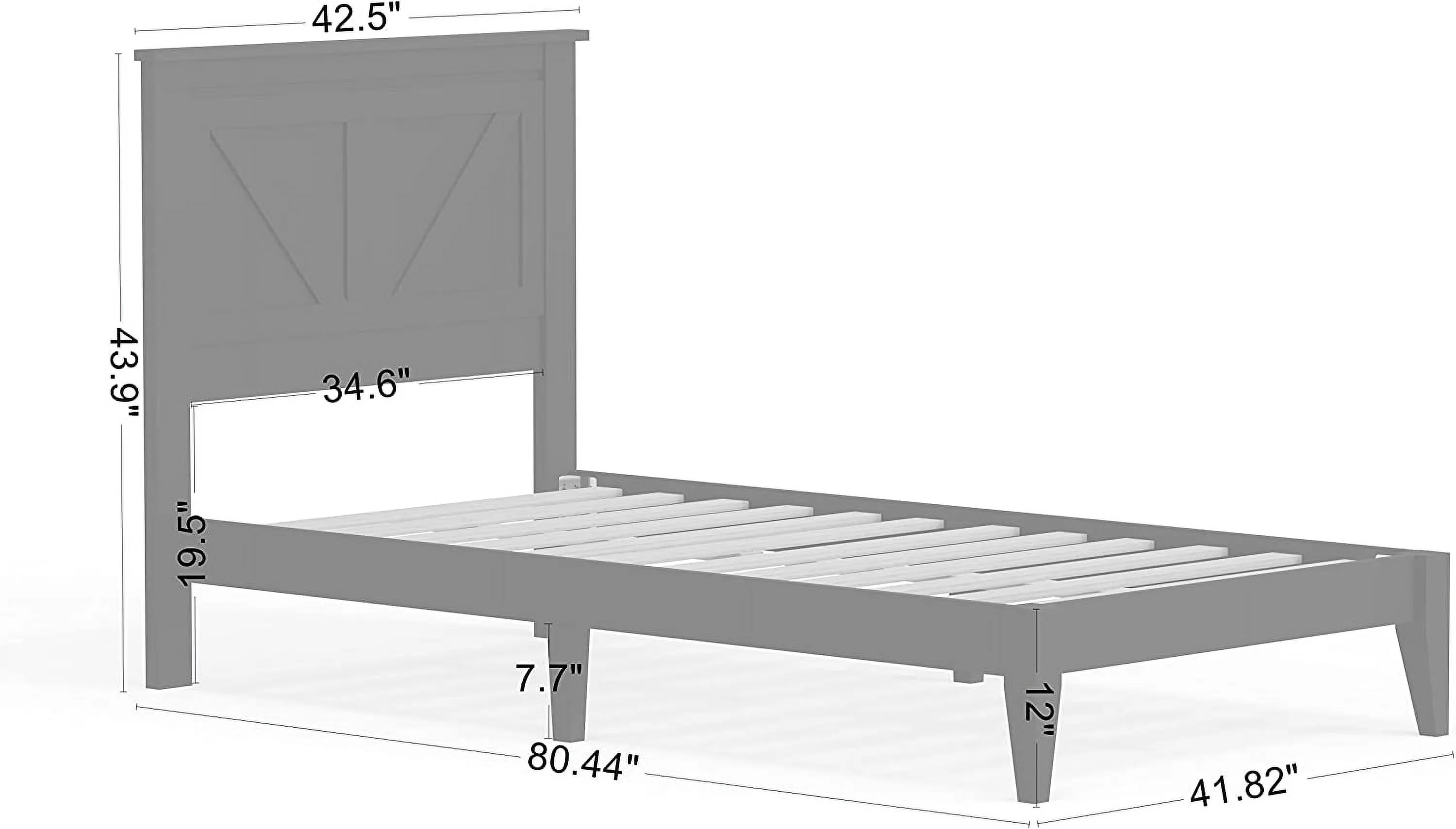 Well Home Farmhouse Solid Wood Platform Bed in Twin - Ebony (Black)