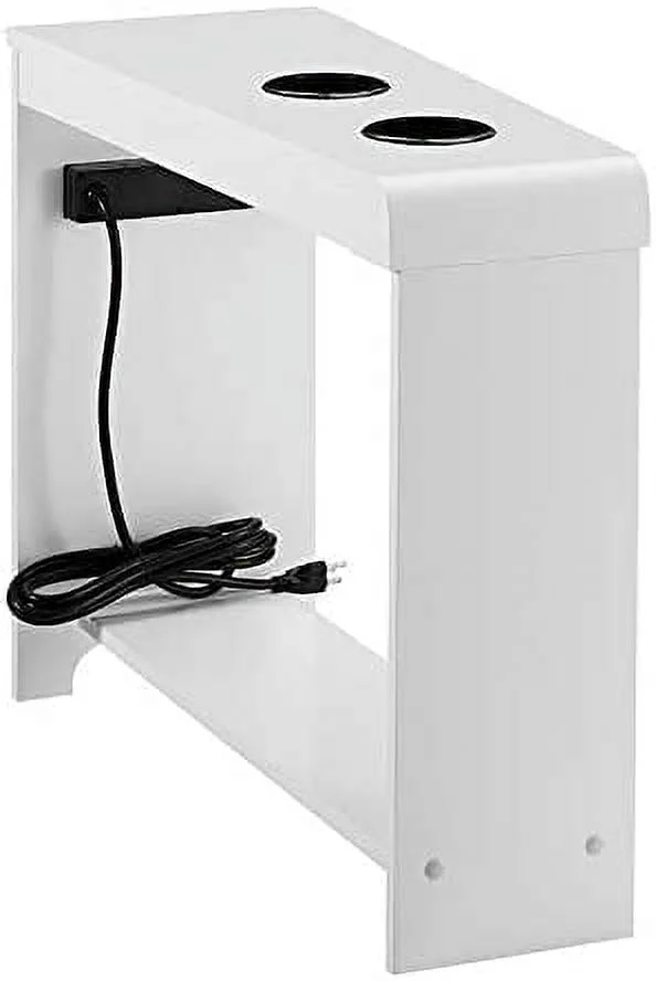 End Table with Charging Station for Living Room, USB Ports & Outlets, Narrow Side Table, Chair Side Table Nightstand, Bedside Table, Slim Sofa End Table for Small Spaces