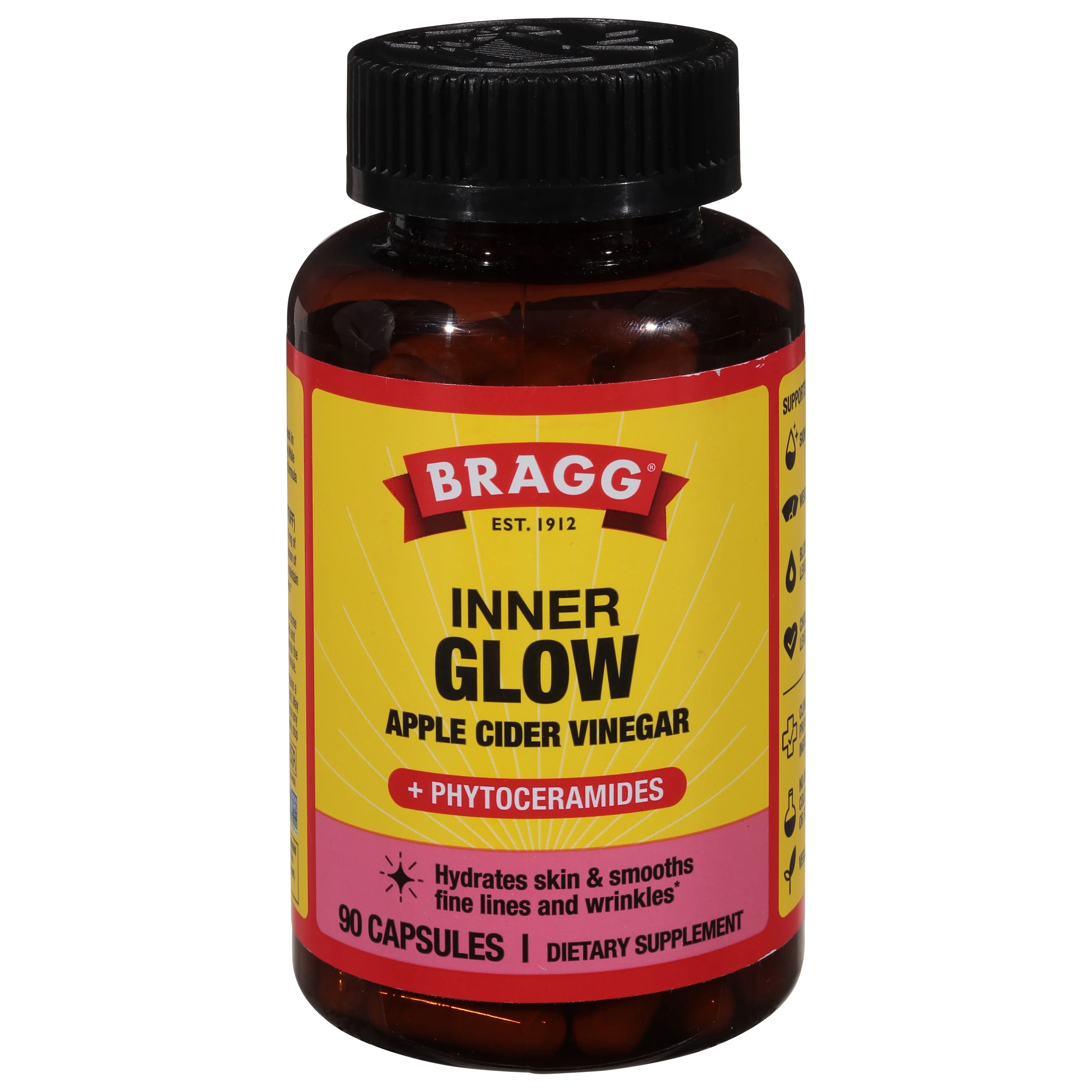 Bragg Inner Glow, Apple Cider Vinegar + Phytoceramides, 90 Capsules