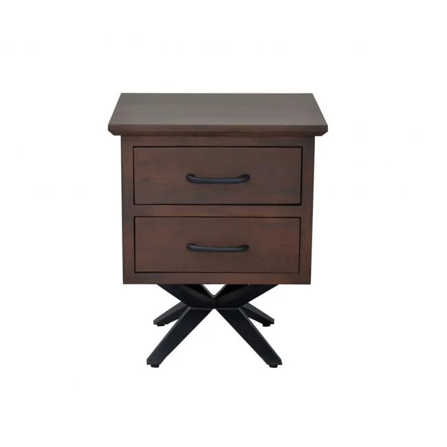 Brown & Black Wood, Metal Nightstand - 16 x 18 x 22 in.