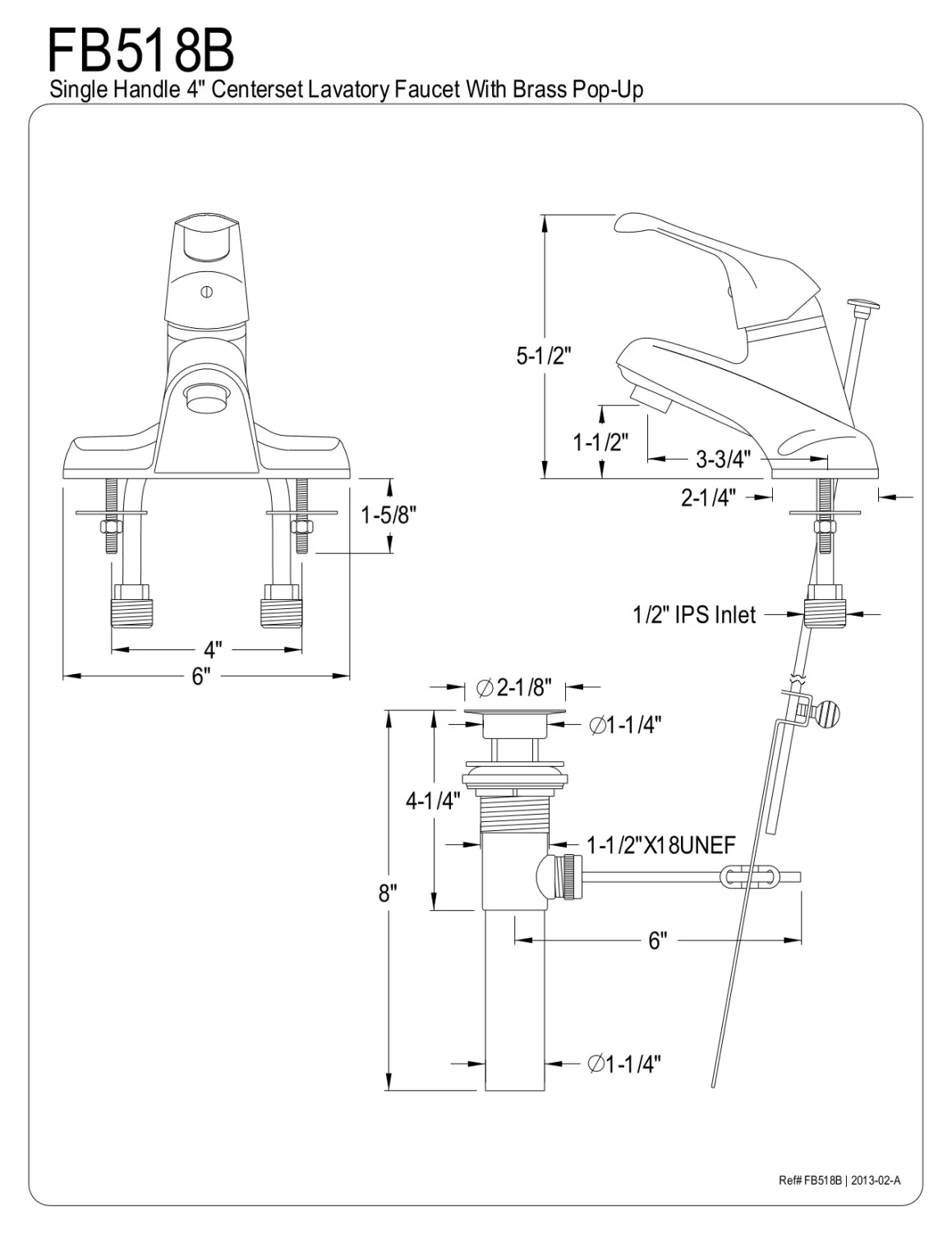 Kingston Brass FB518B Single-Handle 4 in. Centerset Bathroom Faucet, Brushed Nickel
