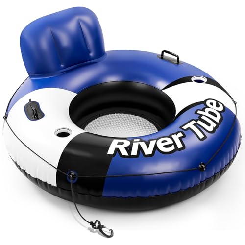 2025 New Pool Floats Adult with Canopy and Cup Holder, 3-in-1 Inflatable Pool Lounge Floaties for Swimming Pool Lake Beach Water, Raft Lounger Floating Chair for Adults Heavy Duty