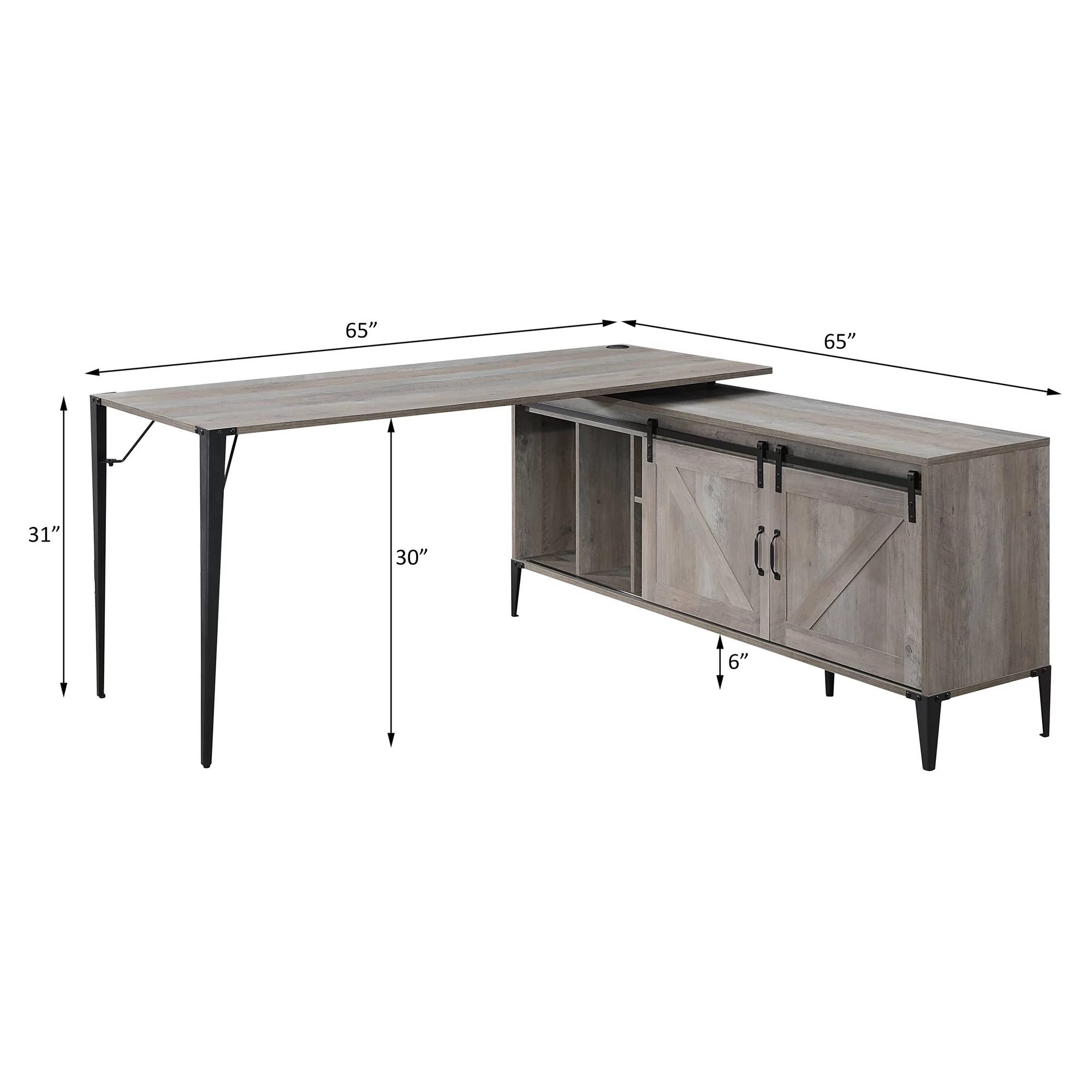 ACME Zakwani Writing Desk with USB in Grey Oak and Black