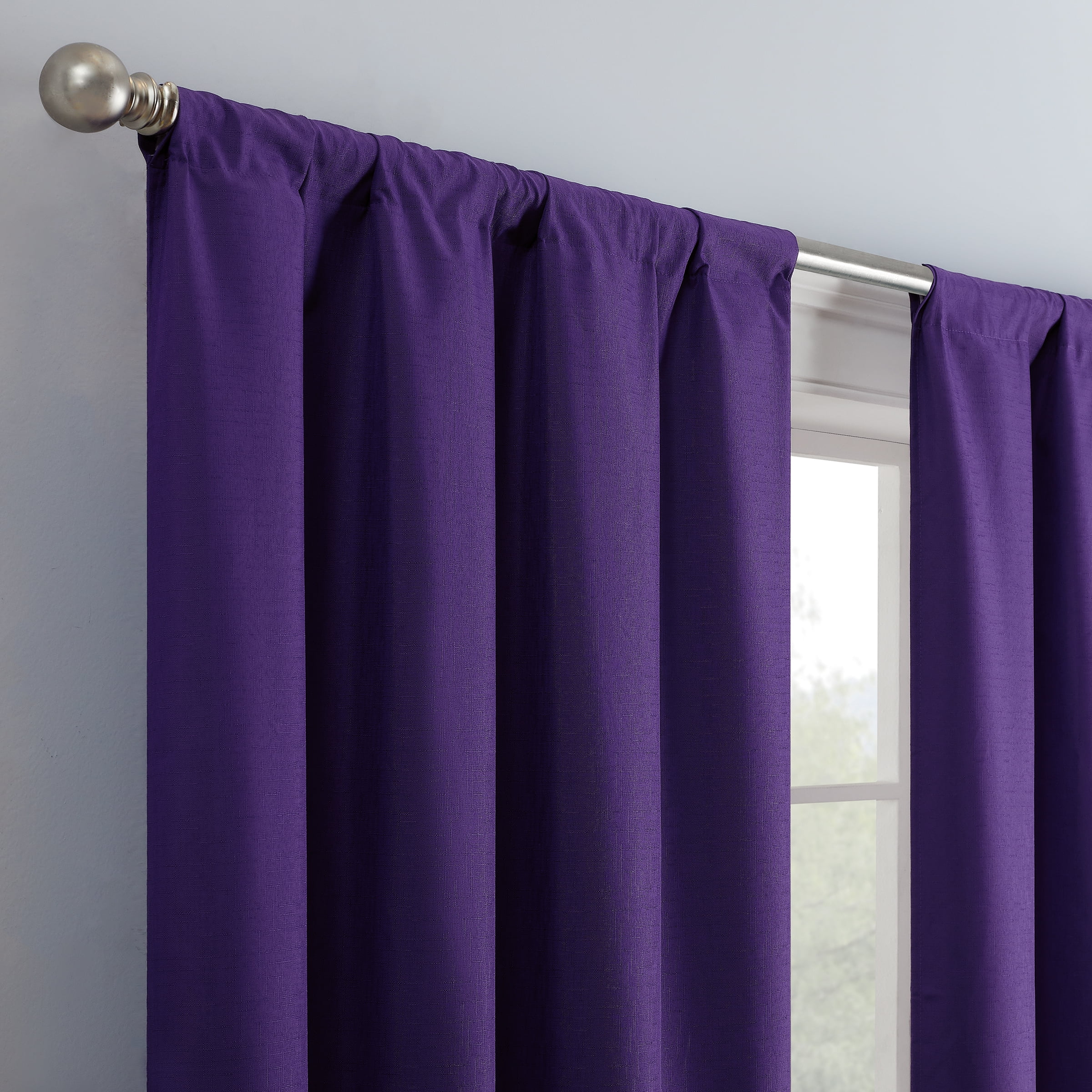 Eclipse Dayton Solid Blackout Rod Pocket Energy-Efficient Curtain Panel, Purple, 42