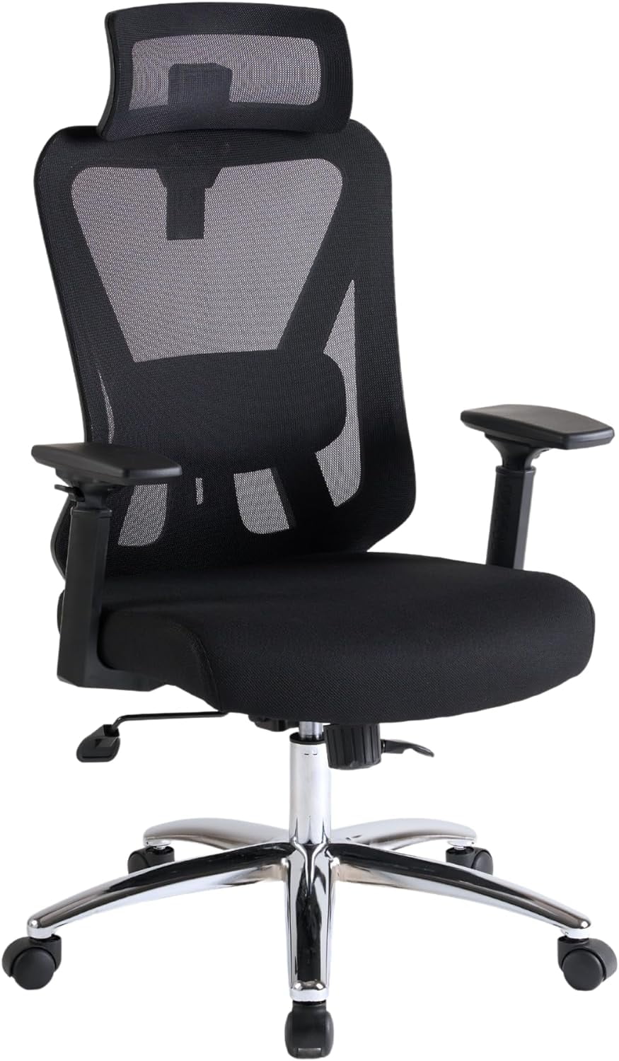 High Back Office Chair Mesh Ergonomic Office Chair with Lumbar Support & Headrest & Flip-up Arms Height Adjustable Rocking Home Office Desk Swivel Computer Study Chair Black