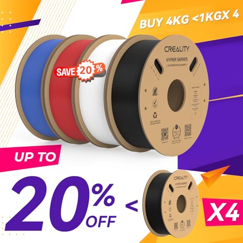 Creality Hyper PLA Filament 1.75mm, 30-600mm/s High Speed 3D Printer Filament, Dimensional Accuracy +/-0.02mm, Fit Most FDM 3D Printers, 4 Pack 1kg Spool(2.2lbs), Black & White