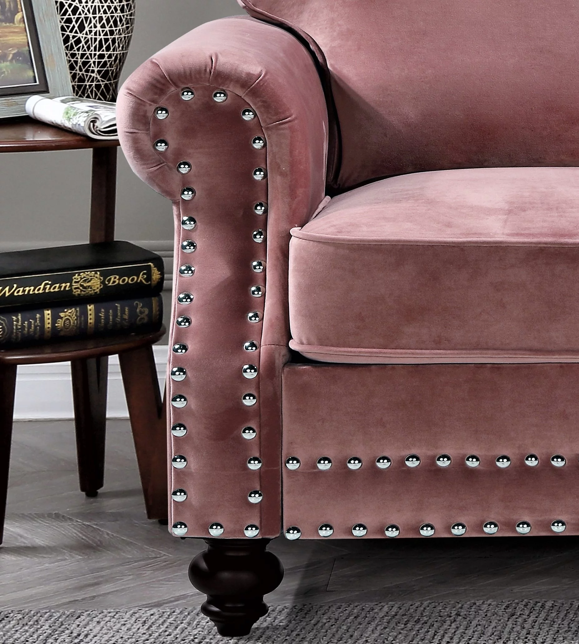 Uspridefurniture Feingold velvet 37.8'' Wide Tufted Armchair - Pink