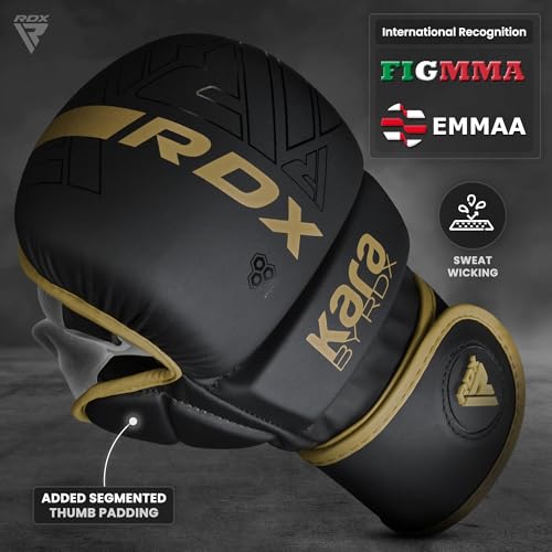 RDX MMA Gloves Sparring Grappling, Hybrid Open Palm Martial Arts Mitts Men Women, Maya Hide Leather Wrist Support, Cage Fighting Combat Sports Boxing Glove Training, Muay Thai, Punching Bag Kickboxing