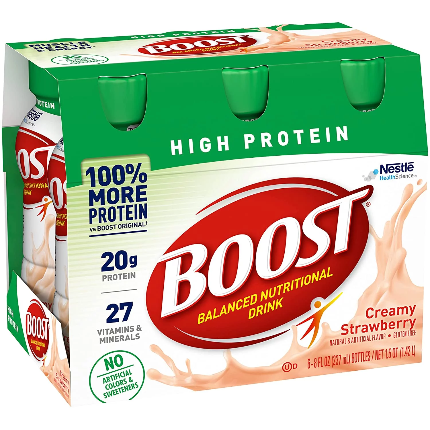 BOOST HIGH PROTEIN Creamy Strawberry 6 ct. - 8 fl. oz. Bottles (Pack of 3)