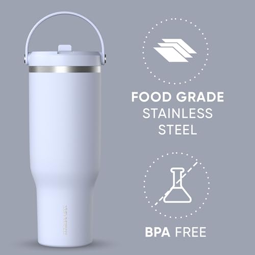 Hydrapeak Nomad 24 oz Tumbler with Handle and Straw Lid, Leakproof, Double Insulated, 24oz Cup Stainless Steel (Blush)