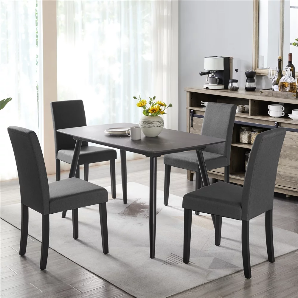SMILE MART 4pcs Fabric Upholstered Parson Dining Chairs for Home, Dark Gray