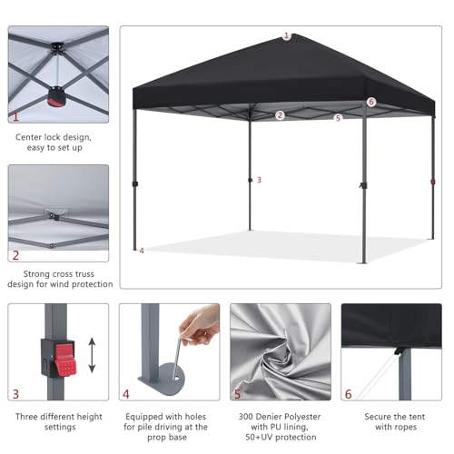 ABCCANOPY Pop Up Canopy - Outdoor Patio Portable Canopy Tent Heavy Duty for Backyard and Deck with 4 Sandbags(White, 10x10)