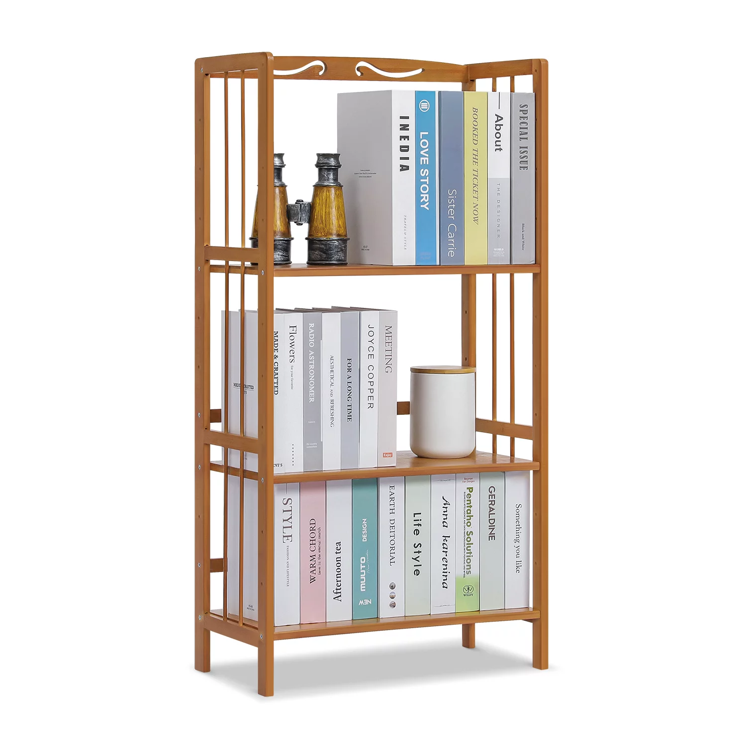 MoNiBloom Bamboo 3 Shelves Adjustable Bookshelf, Open Bookcase, Storage Shelf, Natural, for Home