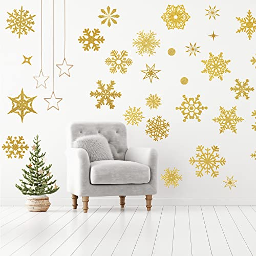 Zonon 9 Sheets Winter Snowflakes Wonderland Wall Decal Silver Christmas Window Clings Winter Party Decor Stickers Removable Snowflake Decals for Living Room Bedroom Lobby of Preschool(Blue, Silver)
