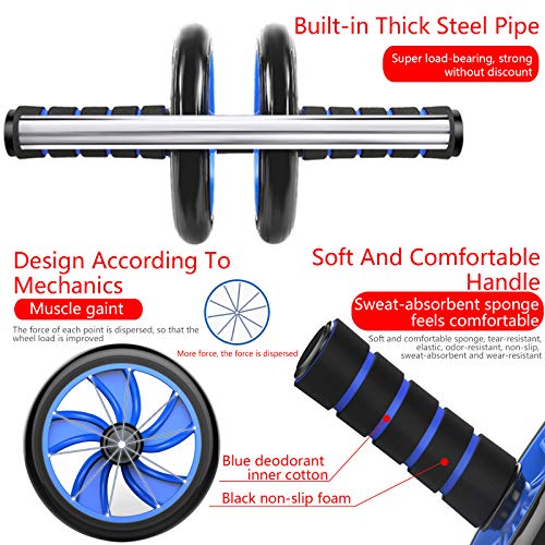 Abdominal Muscle Training Rollers, 5-In-1 Roller Kit with Knee Pads, Push-Up Bars, Handle Grips, Skipping Ropes, Home Gym Exercise Kits Suitable for Physical Training