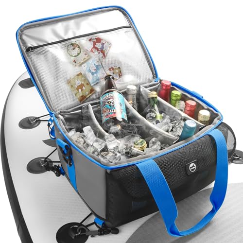 YVLEEN Paddle Board Cooler, Upgraded Waterproof Hard Bottom, SUP Cooler Durable PVC Material Paddle Board Deck Bag with Mesh Front Pocket, Super Capacity for paddleboards and Kayaking Accessories