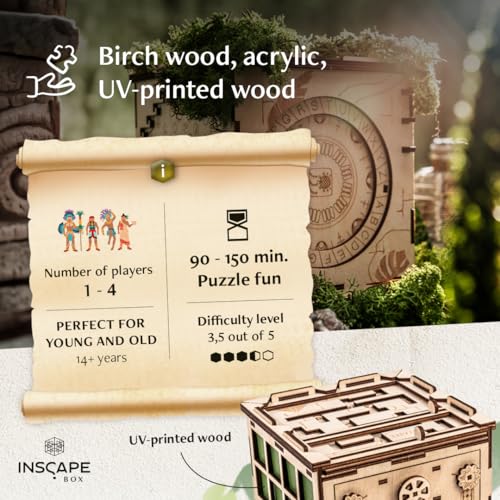 INSCAPE Maya´s Myths - Puzzle Box - Escape Room in A Box - Cluebox - Gift Puzzle Boxes for Adults with Hidden Compartments - Escape Room Puzzles Escape Room Game - Brain Teasers Puzzles for Adults