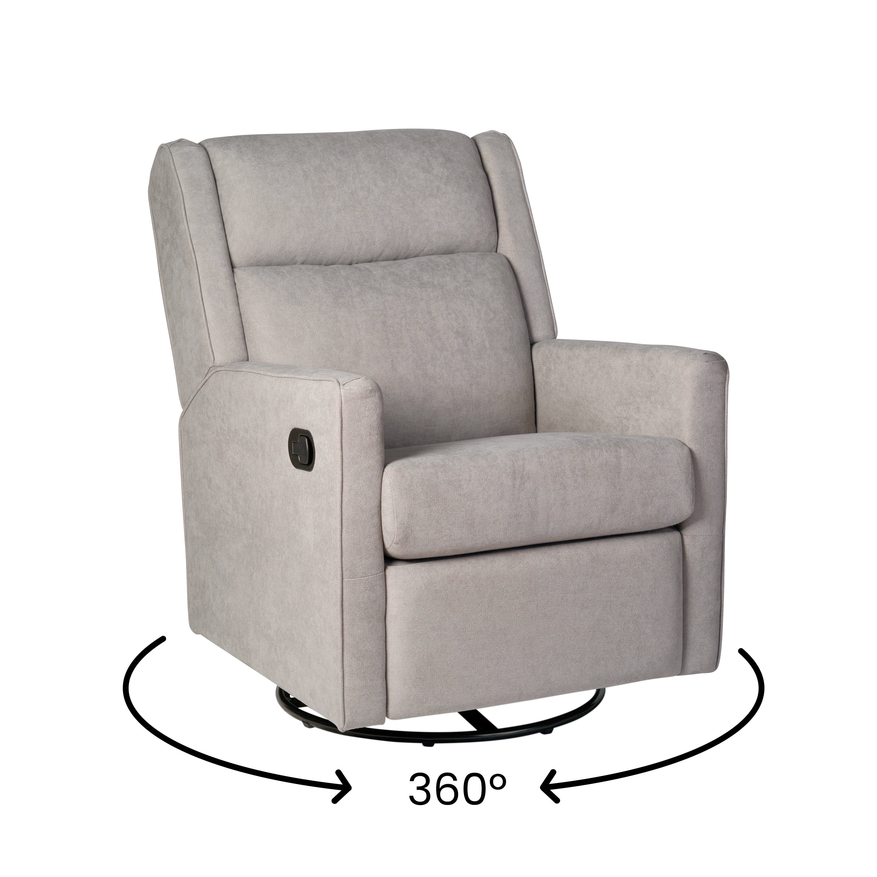 Merrick Lane 3-in-1 Traditional Manual Recliner Rocker Swivel Glider Chair in Light Gray