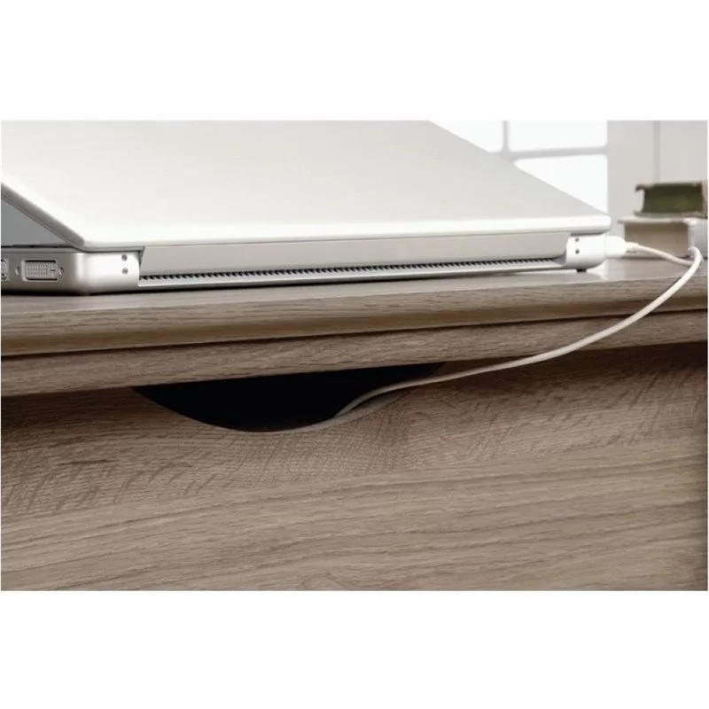 Bowery Hill Traditional Wood Executive Desk with File Drawer in Salt Oak