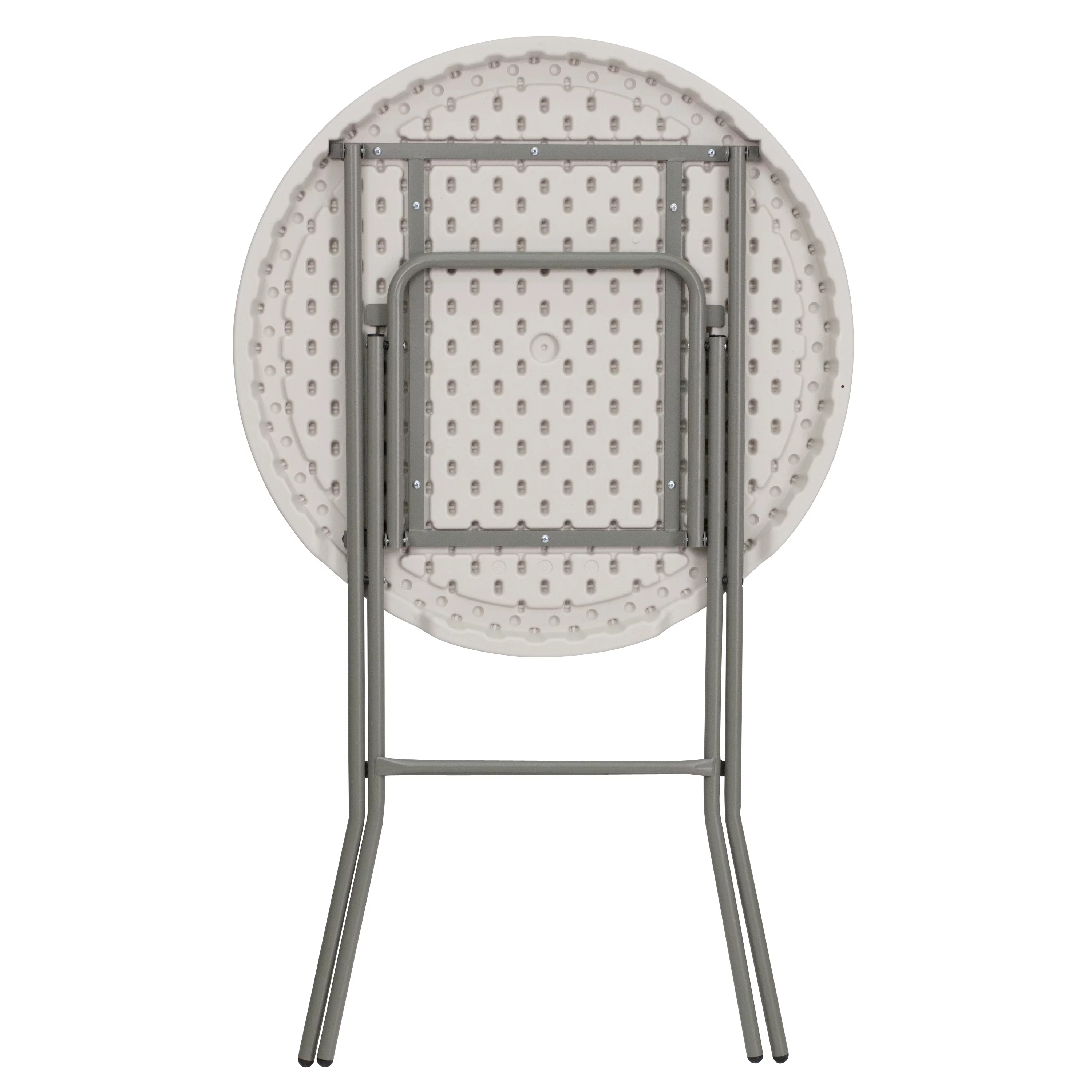 Emma + Oliver 2.63-Foot Round Granite White Plastic Bar Height Folding Event Table