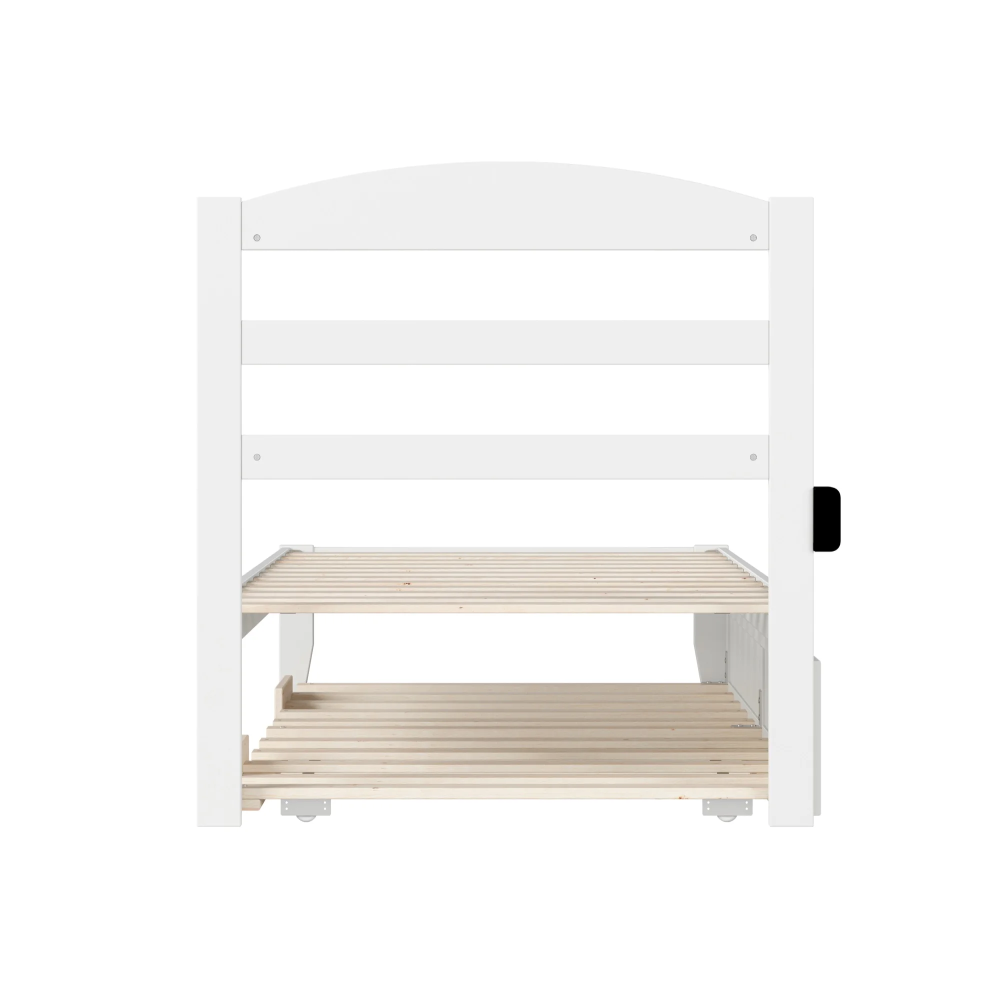 AFI Warren Solid Wood Twin Bed with Twin Trundle with USB Charger in White