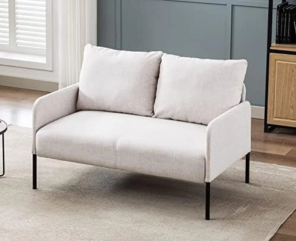HOOMZNB Fabric Loveseat Sofa Couch Modern Accent Chair for Living Room Small Space  Apartment  Bedroom  Office Dorm - Beige