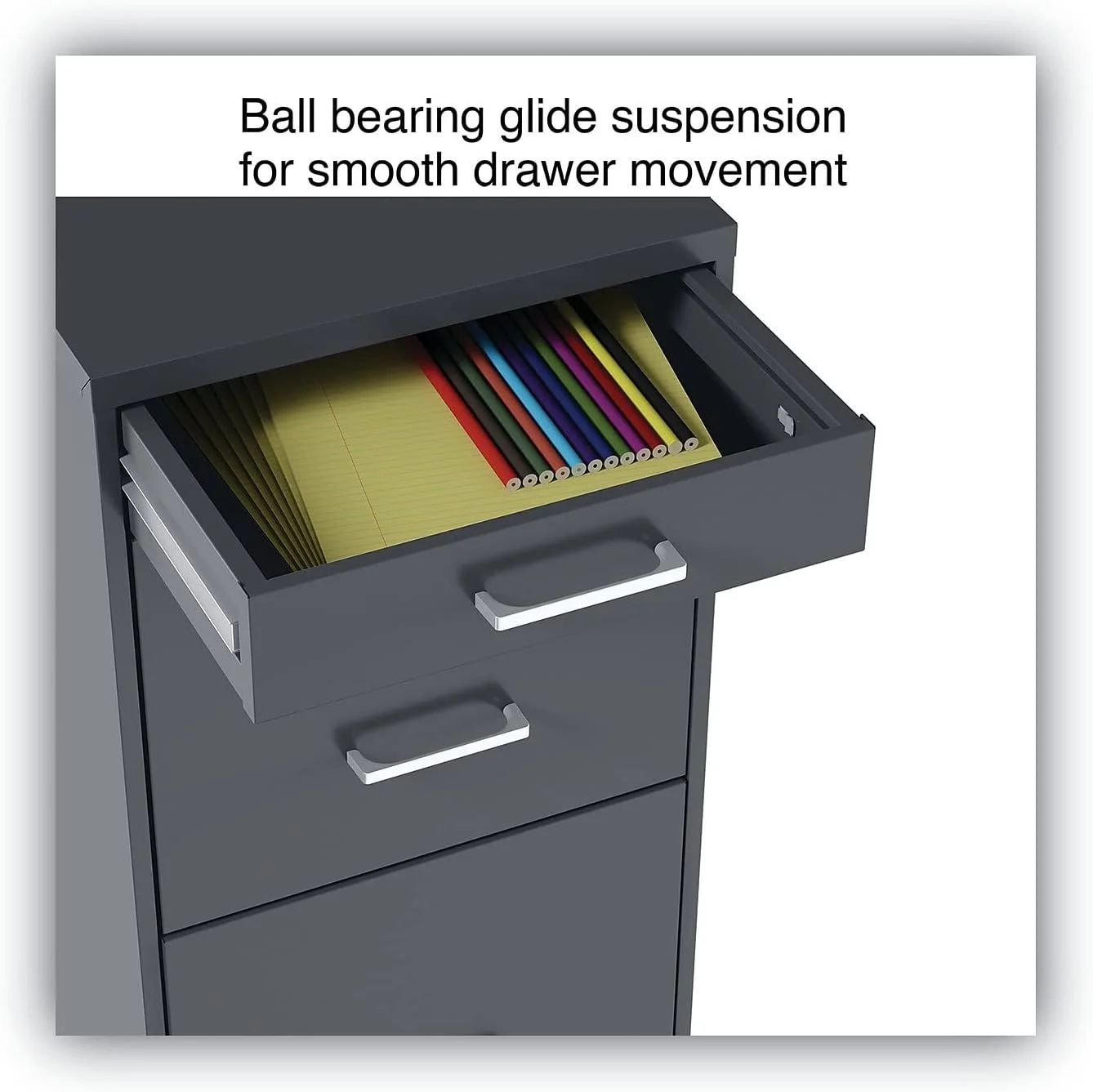 2806768 Soho 14 In. X 18 In. X 26.9 In. 3-Drawer Vertical File Cabinet - Letter, Charcoal