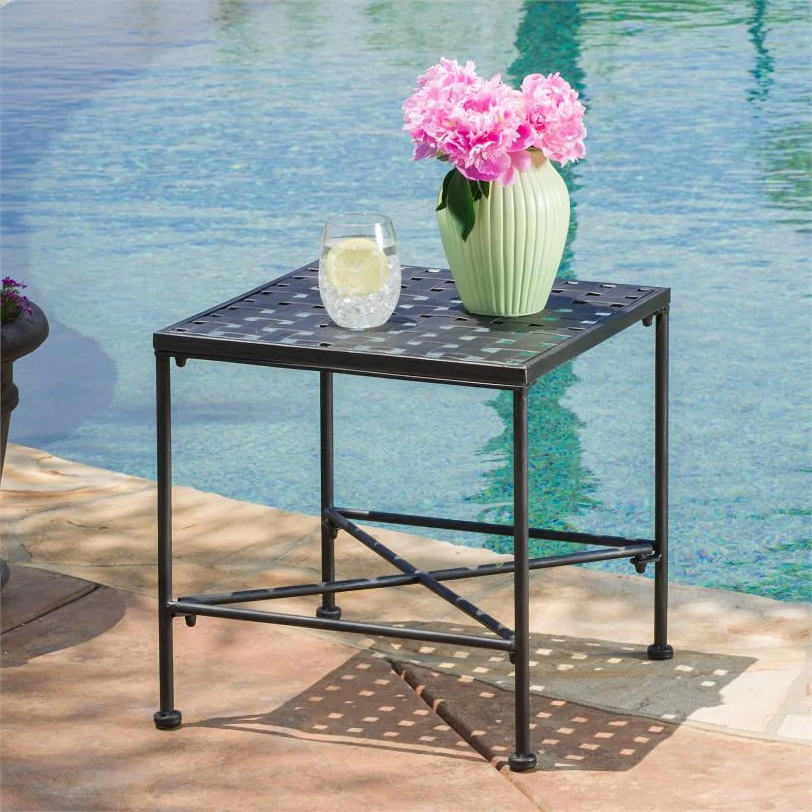 Noble House Petra Black Iron End Table