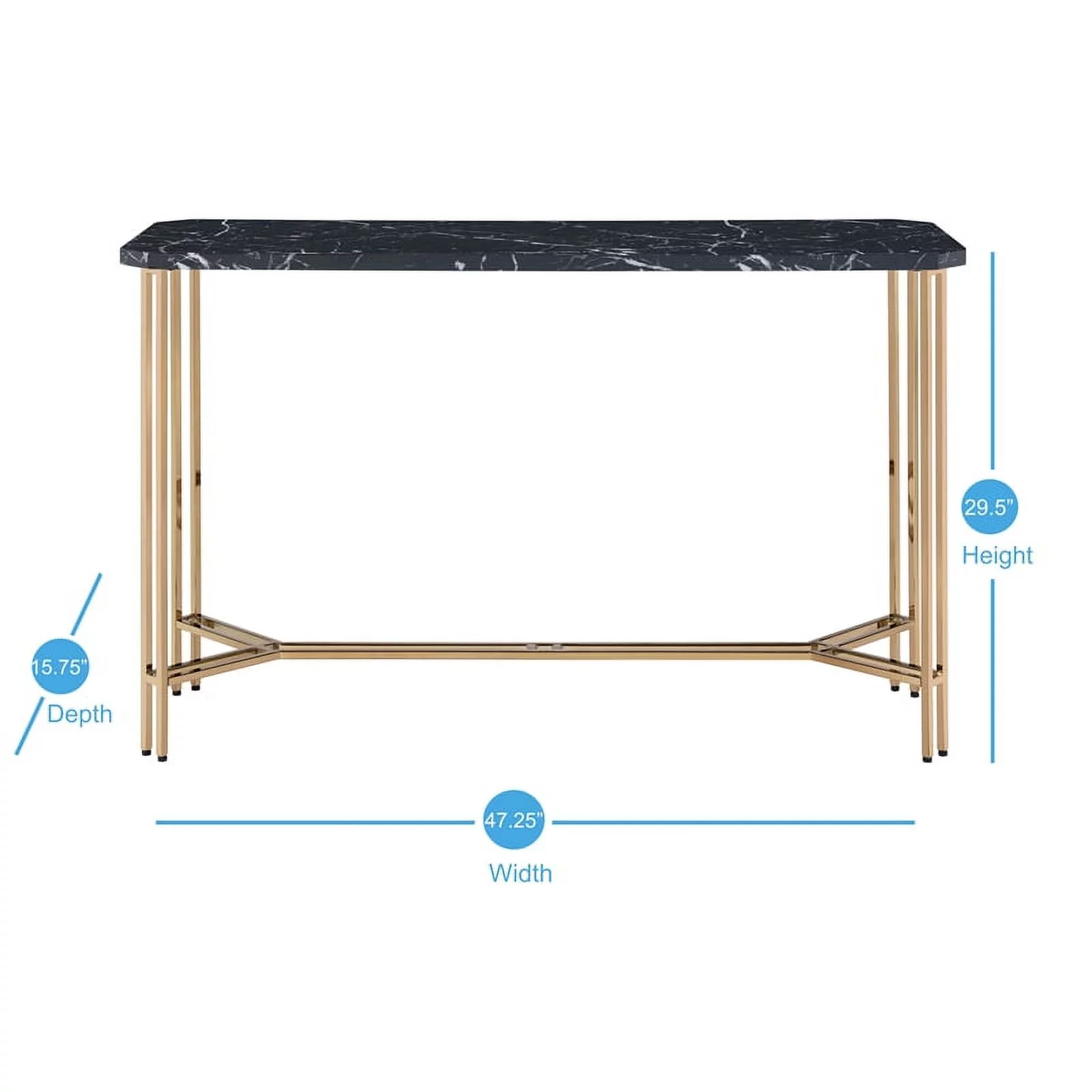 Steve Silver Daxton Black Faux Marble Sofa Table