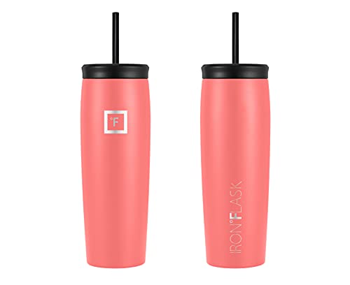 IRON °FLASK Nomad Tumbler - 2 Lids Straw/Flip, Vacuum Insulated Stainless Steel Bottle, Double Walled, Drinking Cup, Thermo Coffee Travel Mug, Water - Blue Waves, 16 Oz