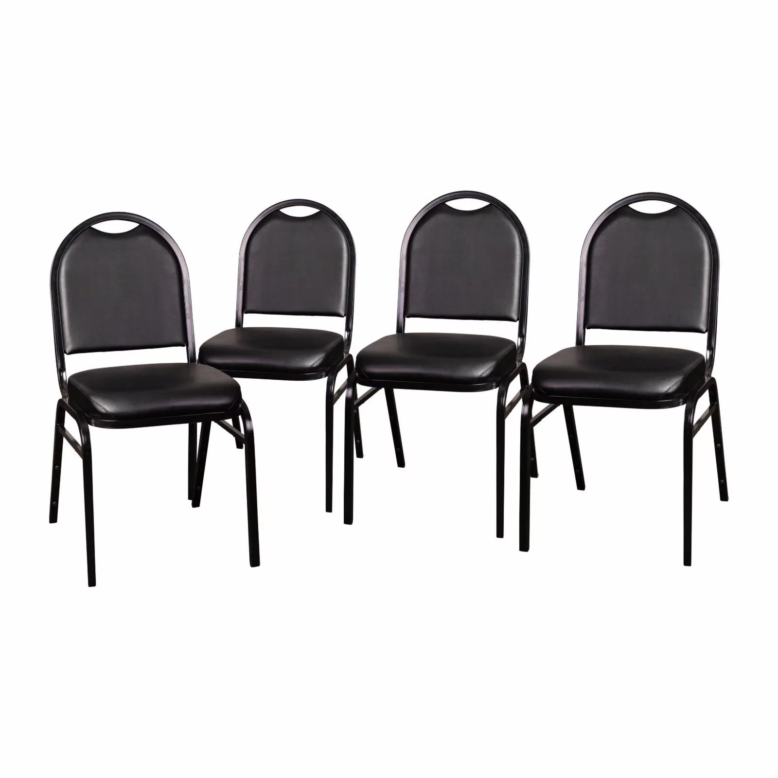 Flash Furniture HERCULES Series Vinyl/Metal Banquet Dome Back Stacking Chairs Black/Silver Vein 4