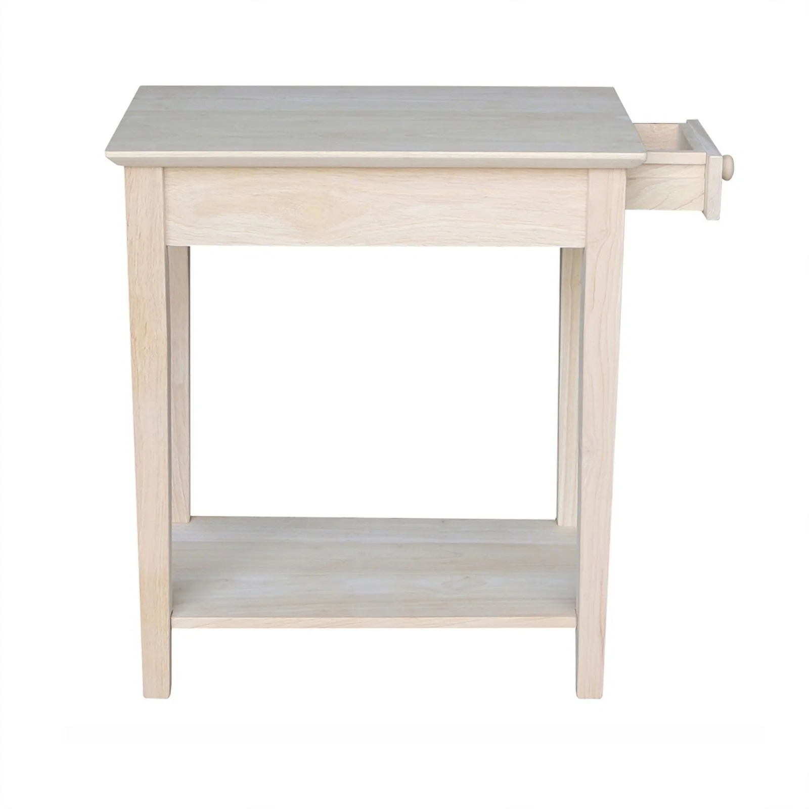Pemberly Row 1 Drawer Transitional Wood Narrow End Table in Natural