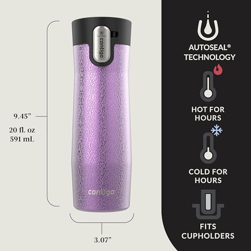 Contigo AUTOSEAL West Loop Vacuum-Insulated Stainless Steel Travel Mug with Easy-Clean Lid 20 oz Sake