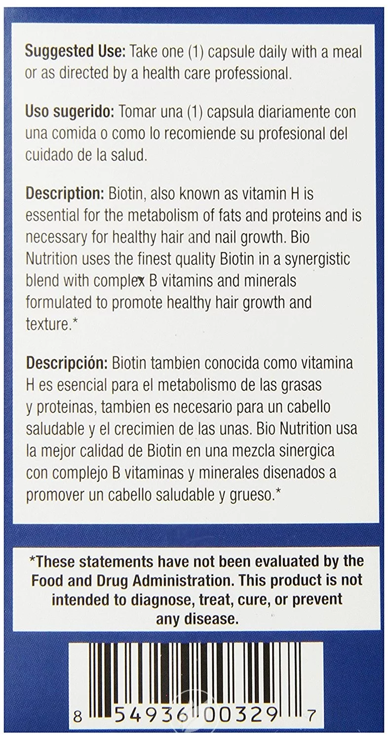 (4 Pack) Bio Nutrition Hlthy Hair Biotn 10000Mcg 60Vc