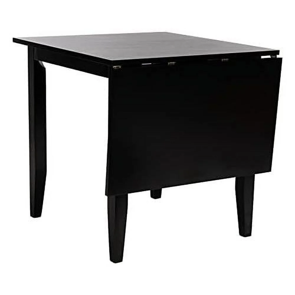 Home Collection Miliano Matte Black Drop End Leaf Dining Room Table DTB1404A, 0