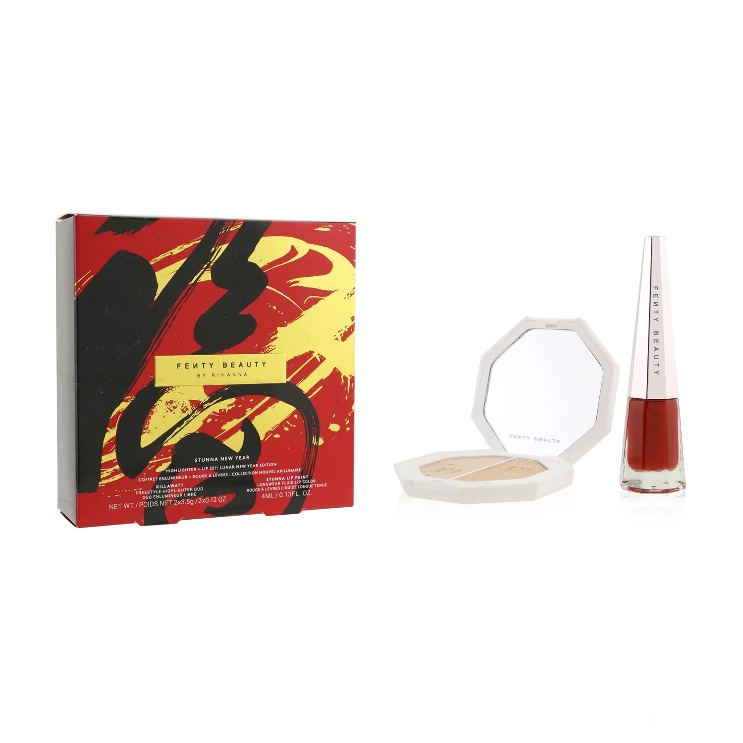 Fenty Beauty by Rihanna Stunna New Year Highlighter + Lip Set (1x Highlighter Duo 7g + 1x Stunna Lip Paint)  2pcs