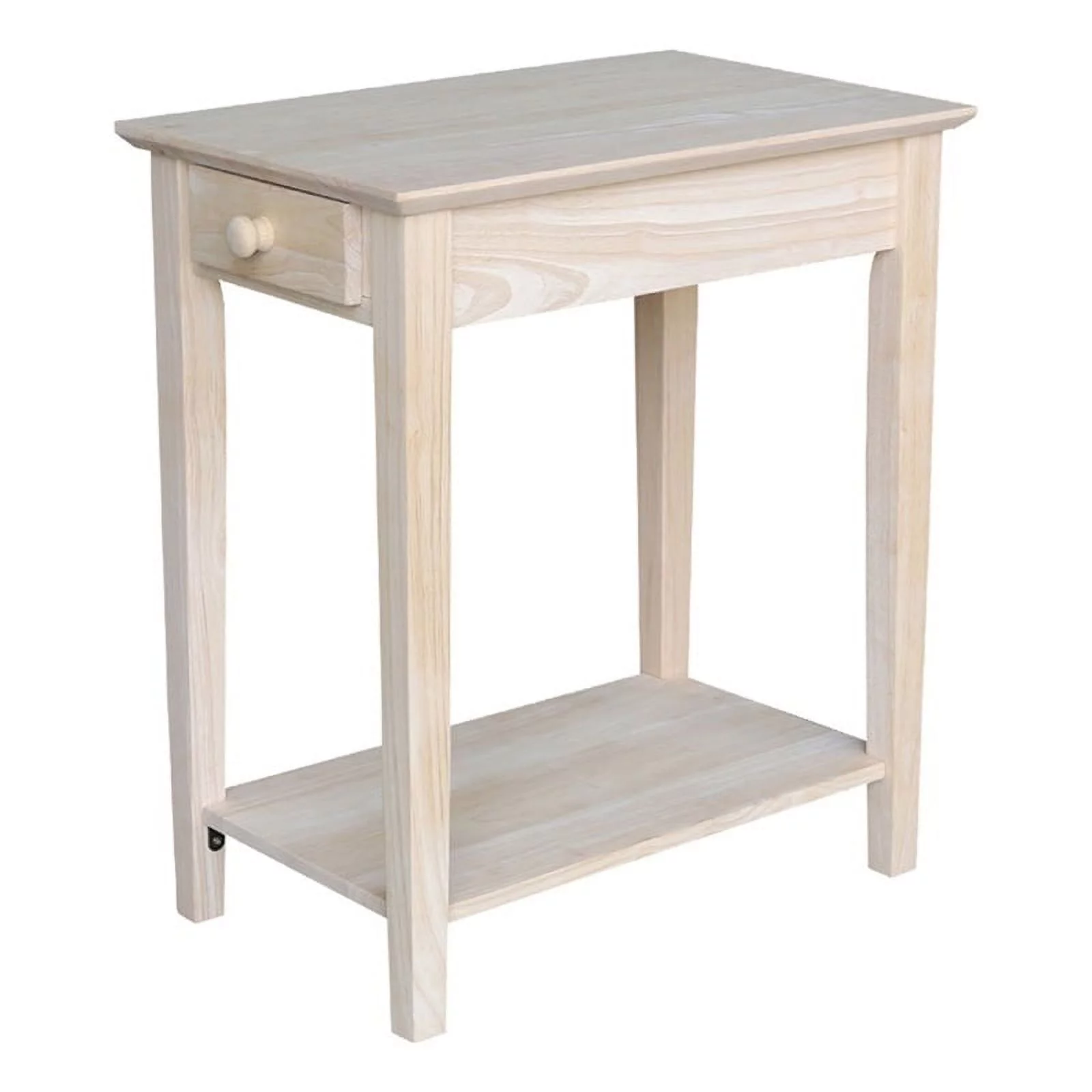 Pemberly Row 1 Drawer Transitional Wood Narrow End Table in Natural
