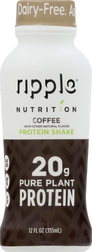 Ripple Vegan Protein Shake | Chocolate | 20g Nutritious Plant Based Pea Protein | Shelf Stable | No GMOs, Soy, Nut, Gluten, Lactose | 12 Oz, 12 Pack