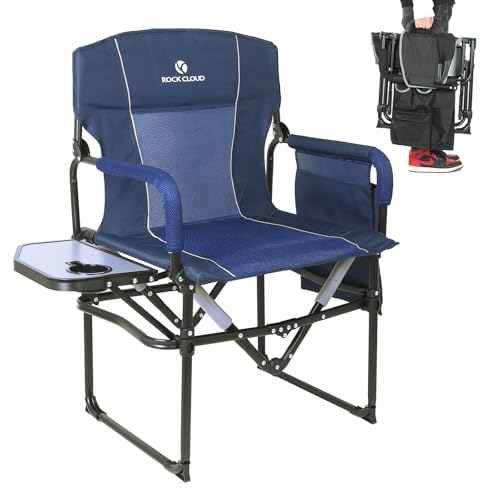 ROCK CLOUD Folding Camping Chair with Storage Pocket and Side Table Compact Portable Camp Chairs Outdoor for Camp Lawn Hiking Fishing Sports