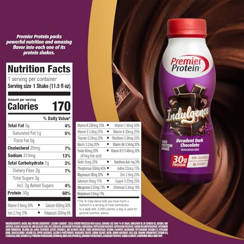 Premier Protein Indulgence Protein Shake, 30g Protein, 3g Sugar, Salted Caramel Truffle, 11.5 fl oz, Pack of 12