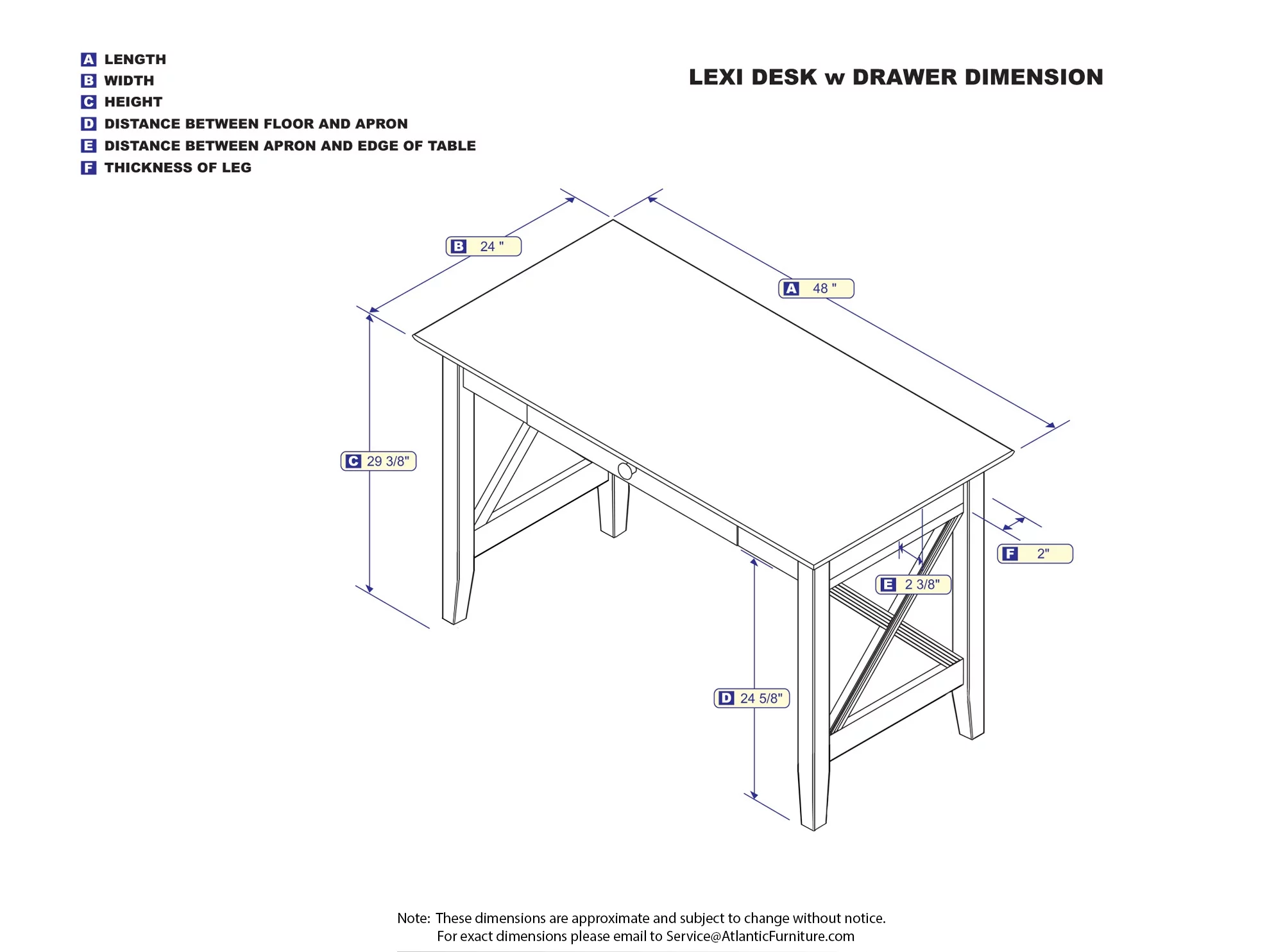 Lexi Desk with Drawer and Charging Station in White