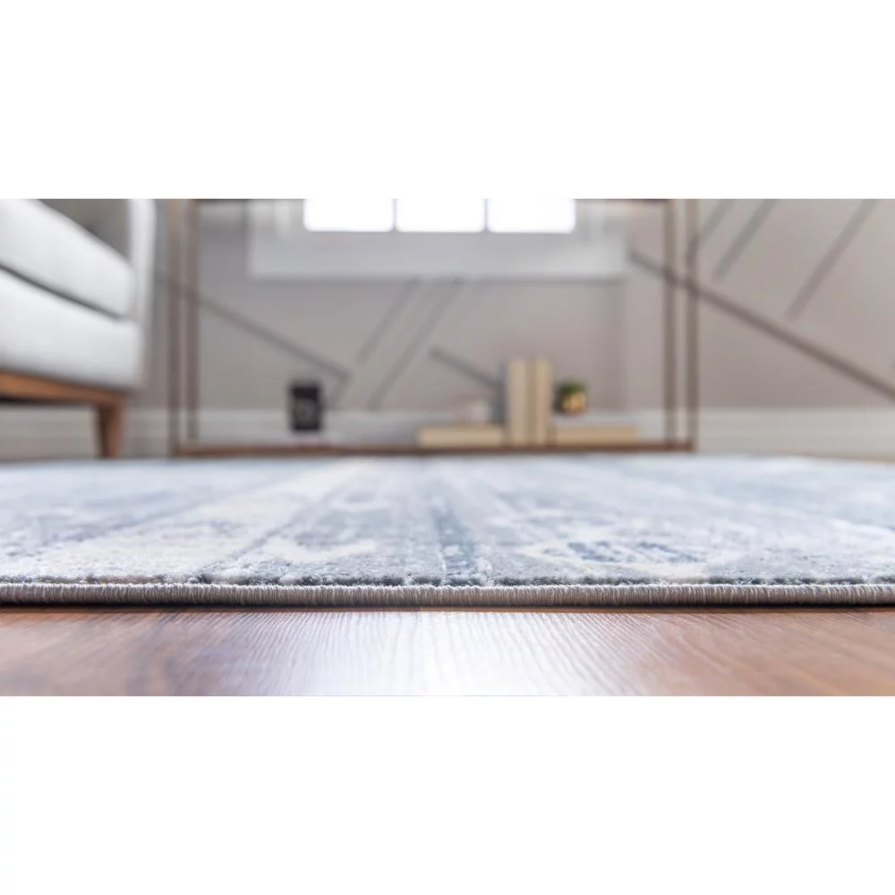 Unique Loom Orford Portland Rug Blue Gray/Gray 9' x 12' Rectangle Striped Bohemian Perfect For Living Room Bed Room Dining Room Office