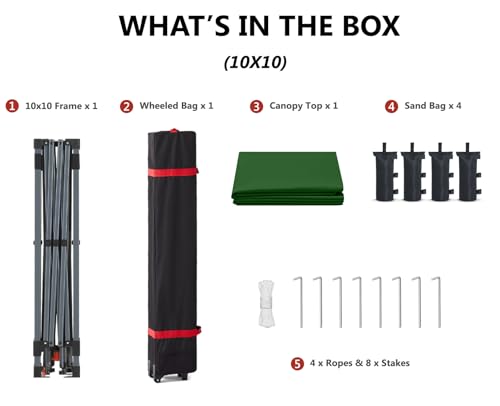 ABCCANOPY Pop Up Canopy - Outdoor Patio Portable Canopy Tent Heavy Duty for Backyard and Deck with 4 Sandbags(White, 10x10)