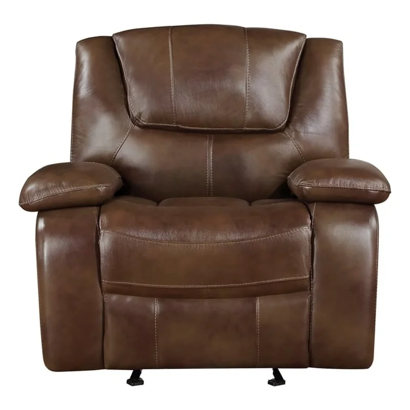 Lexicon Ellicott Leather Match Glider Reclining Chair in Brown