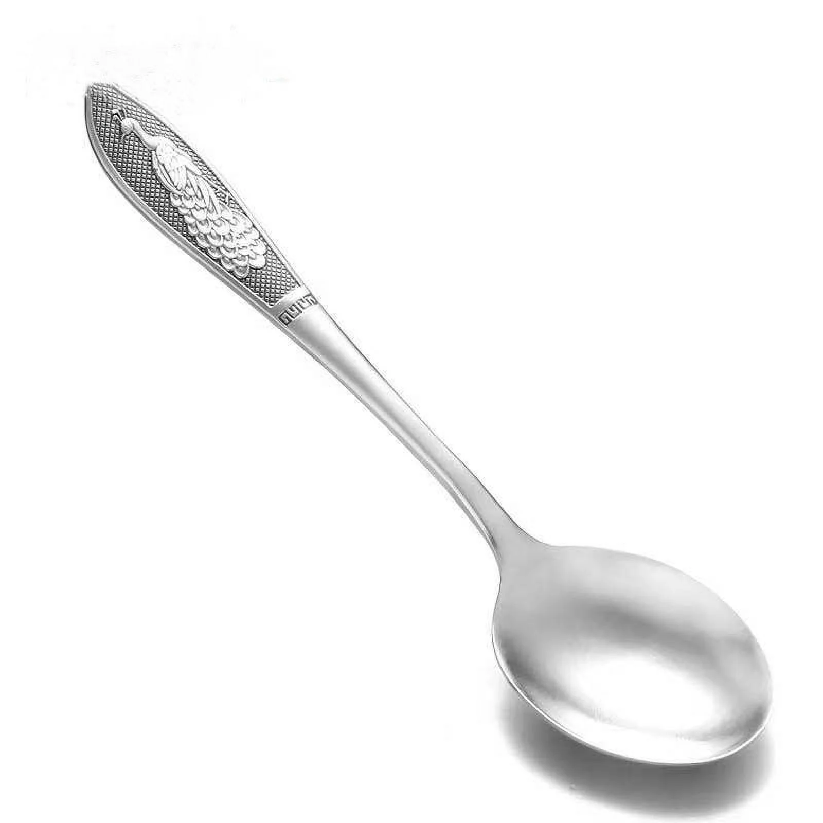 Wollet 999 Sterling Silver Spoon，42.1g，15*3.5cm，Soup Rice Spoon Snowflake Silver Coffee Spoon Silver Tableware