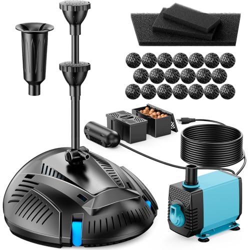 Antfraer Pond Filter Fountain Pump Kits with UV Clarifier, Pond Filter Box with 40W 660GPH Submersible Pump, KOI Pond Filter for Outdoor Ponds Garden Fountain Waterfall Aquarium Koi Pond