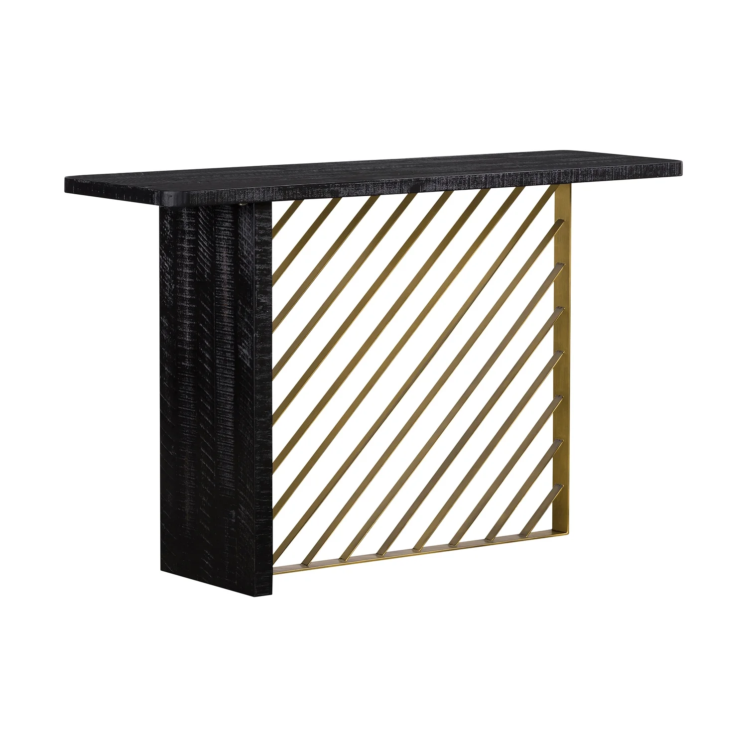 Armen Living Monaco Modern Wood/Metal Console Table in Black/Antique Brass