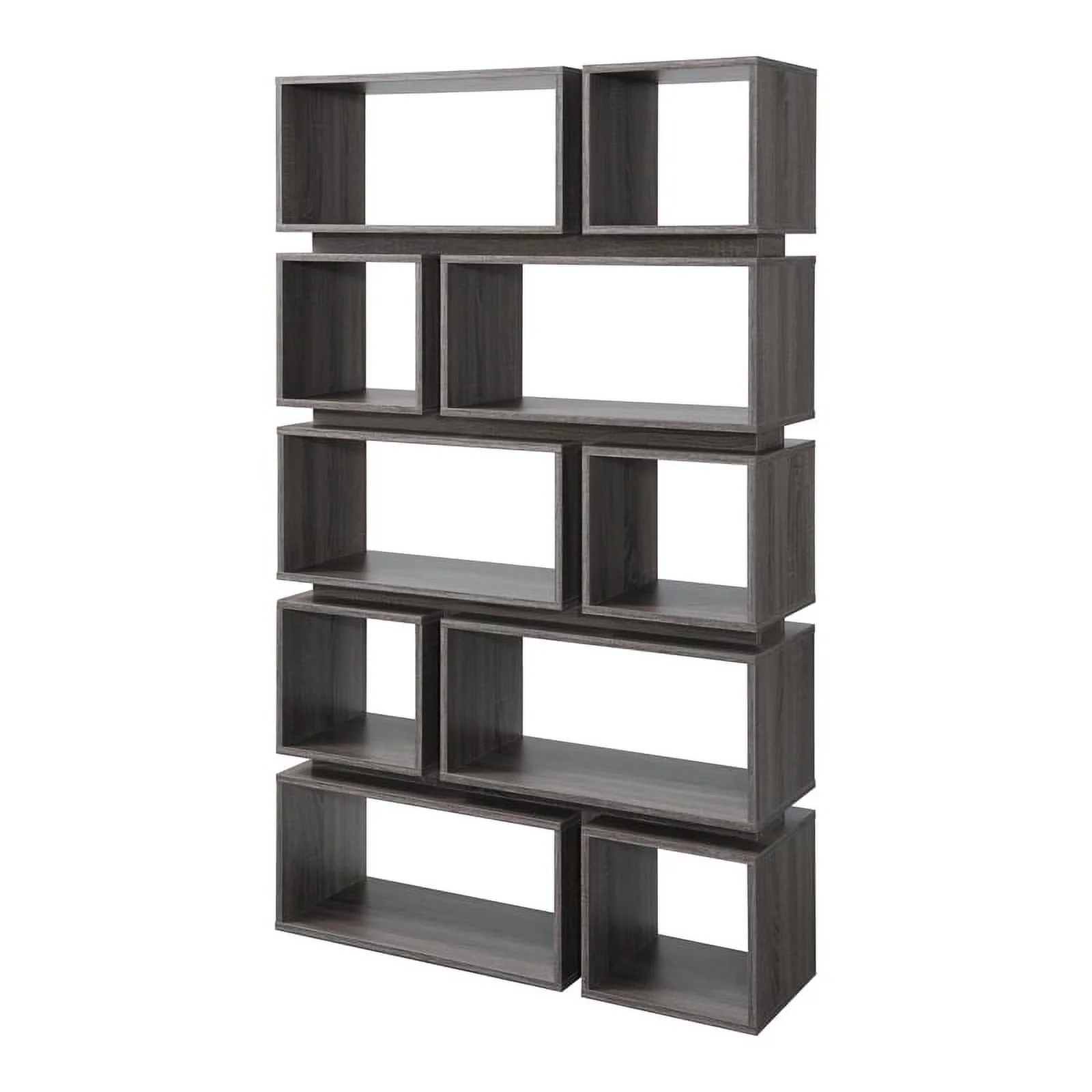 Furniture of America Ariana Wood Geometric Bookcase in Distressed Gray