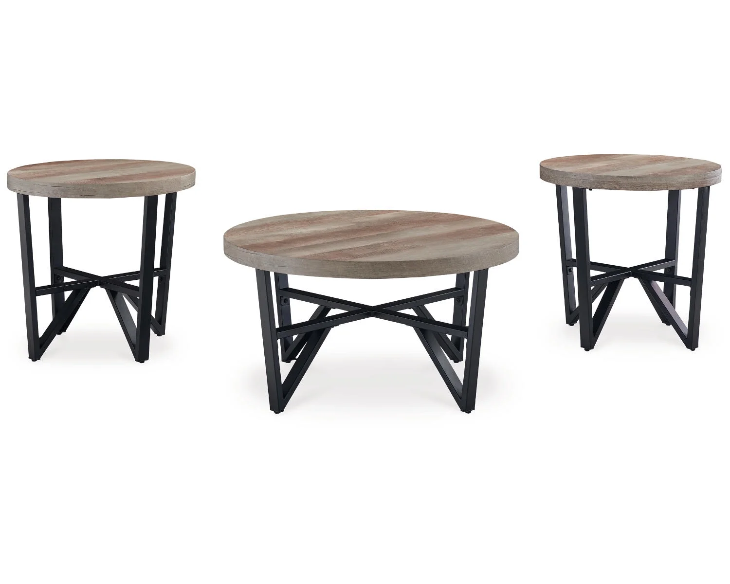 Signature Design by Ashley Deanlee Table (Set of 3), Grayish Brown & Black