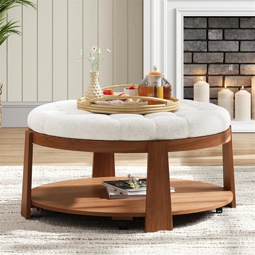 Modern 2 Piece Nesting Rattan Wood+ MDF Coffee Table Set in Natural